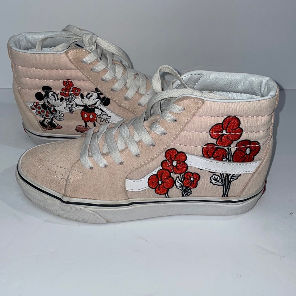 RARE Vans x Disney Sk8 Hi Mickey and Minnie Mouse Sneakers In Pink Suede